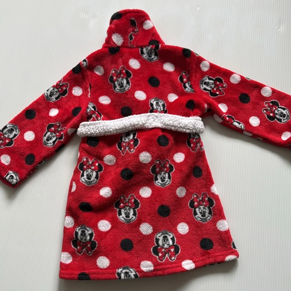 Disney JR. Minnie Mouse - Red, black and white robe.  Size 2T-3T